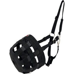 BARN & STABLE Horse Grass Grazing Muzzle Large Black Adjustable Straps Buckles D